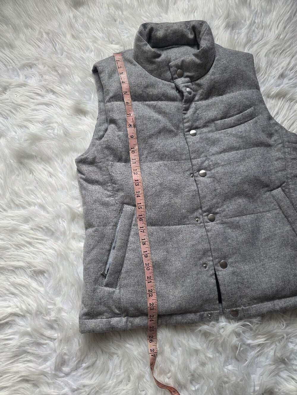 Suitsupply Wool Heather Gray Quilted Puffer Vest - Picture 9 of 9